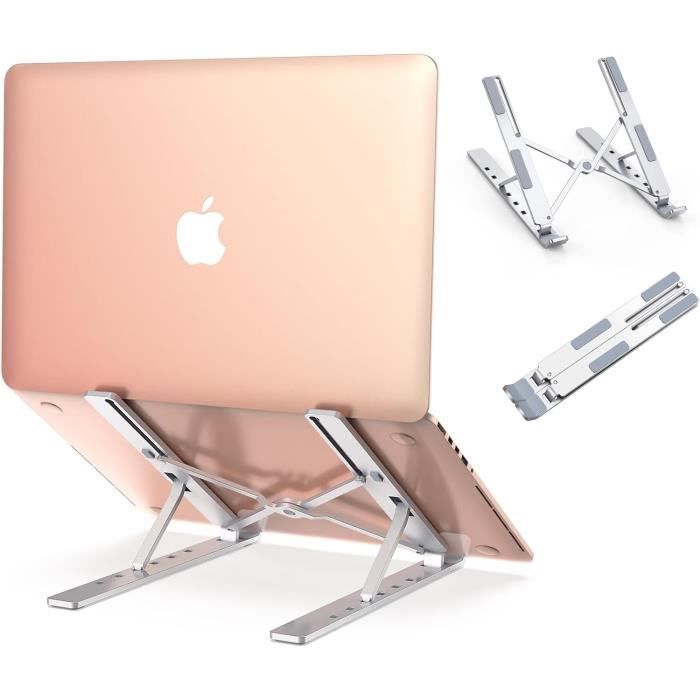 Support Ordinateur Portable Réglable 6 Angles – Aluminium Léger Pliable – Compatible 11 à 17,3 Pouces – Sac De Transport Inclus