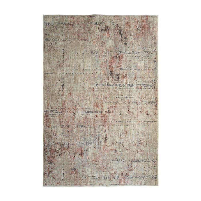 RECYCLE LAVE - Tapis recyclé motif lignes gris cuivre 120X170