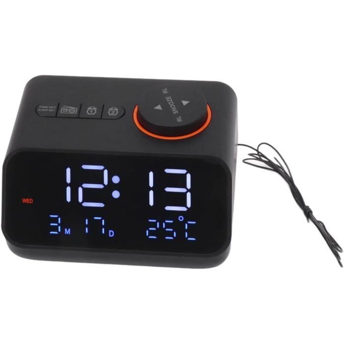 Enceinte Bluetooth Avec Horloge Miroir, Radio FM, Micro Réduction De Bruit, Double Alarme - Blanc, 1200 MAh - 4