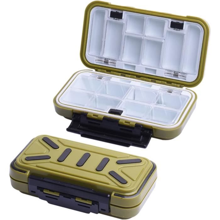 Mallette Pêche Double Face Plastique Boîte De Rangement Leurres Pêche - Double Couche étanche - 12.5x10x4.8cm Rangement Appâts Double Face