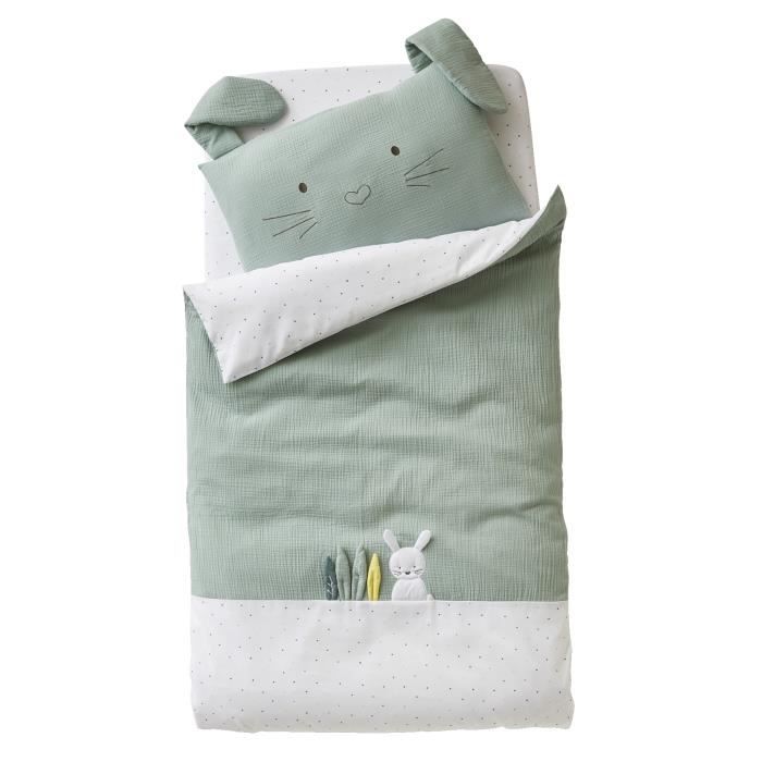 VERTBAUDET Housse de couette bébé MENTHE A L'EAU Oeko-Tex® vert 80X120 -  Cdiscount Maison