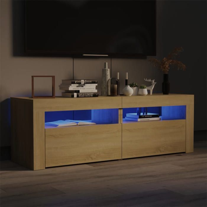 vidaXL Meuble TV avec lumières LED noir 160x35x40 cm pas cher