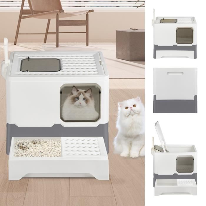 Meilleurs prix pour Bac a litiere XUANYU - Couvercle - 45*34*37 cm - Blanc et Gris