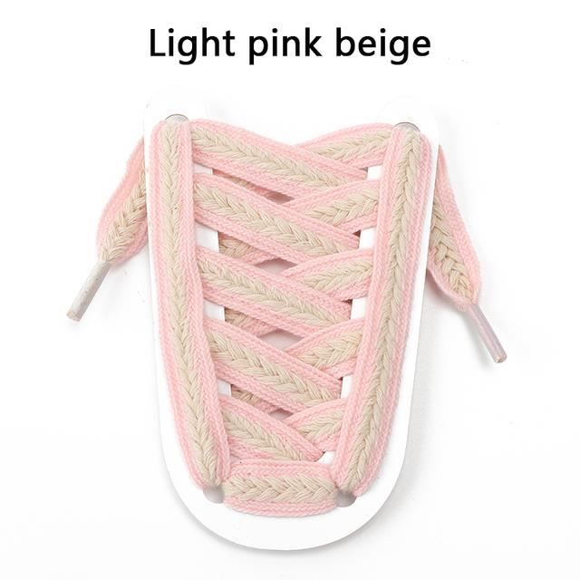 LACET DE CHAUSSURE Light pink beige 100cm Lacets oreille de ble plat pour baskets torsadees tresses guimauve lacet colore toile de Cdiscount Chaussures