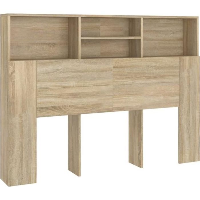 Armoire de tête de lit - ZERONE - Chêne sonoma - 140 cm - Contemporain - Design