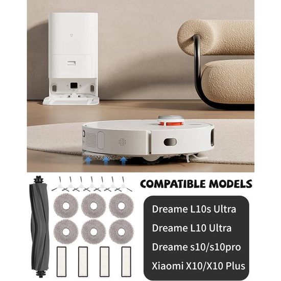 Lot De 30 Accessoires Compatibles Dreame L10s Ultra / L10 Ultra Et Xiaomi X20+ - Brosse Principale, Latérales, Filtres Et Sacs