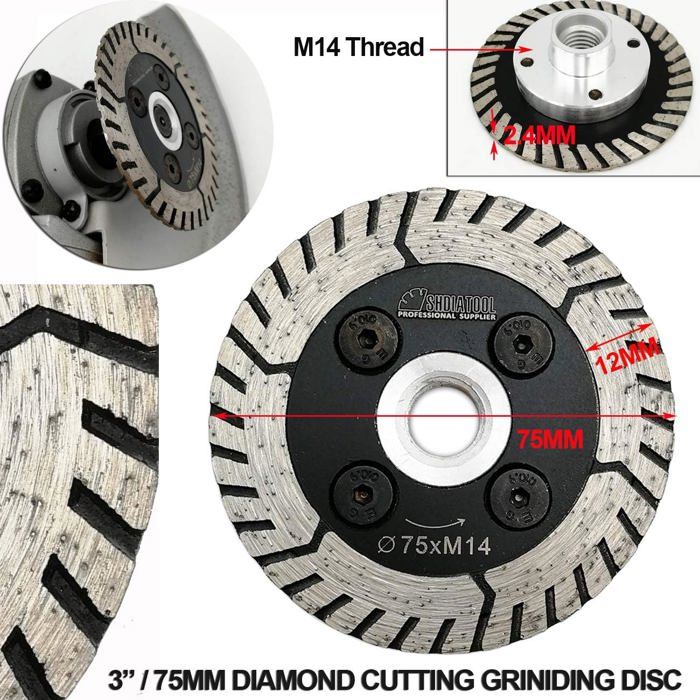 3 Disques Diamant Bois FOCSTOL 75mm X 10mm - Lame Scie Pour Meuleuse (Bois, Plastique, Caoutchouc)