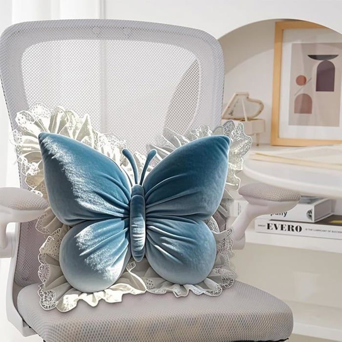 Coussin Papillon Décoratif - Soutien Lombaire Doux - Décoration Chambre, Canapé, Bureau - Cadeau Fille, Adulte