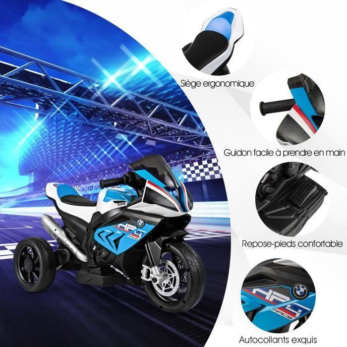 DREAMADE – Moto électrique Pour Enfants 3-8 Ans, 3 Roues, Vitesse 3 Km/h, Charge 30 Kg, Rouge