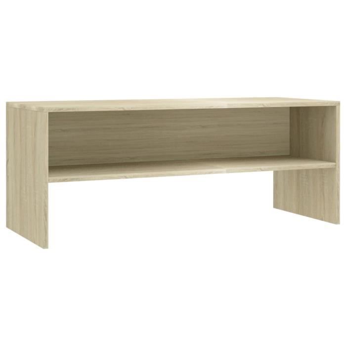 Meuble Tv En Bois Pour Téléviseur Banc Tv Avec 2 Tiroirs étagère Réglable Jusqu'à 139,7 Cm 120 X 39 X 44 Cm
