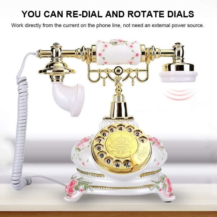 Schiuma Téléphone Filaire Rétro,Telephone Fixe À Cadran Rotatif