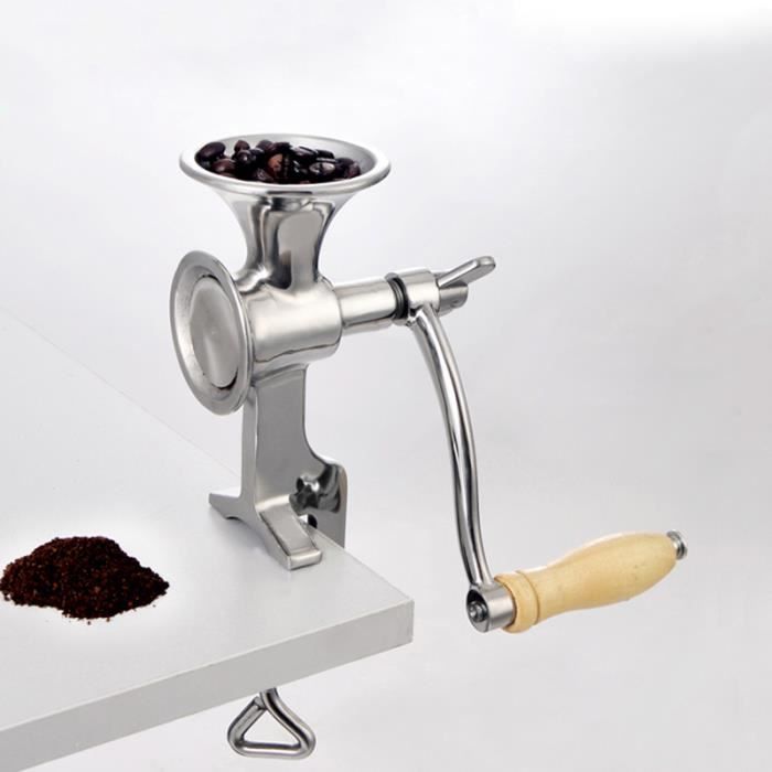 Moulin à Main En Acier Inoxydable Pour Graines, Céréales, Épices - Broyeur Manuel - Taille 24 Cm - Argenté - Sans Électricité - 8