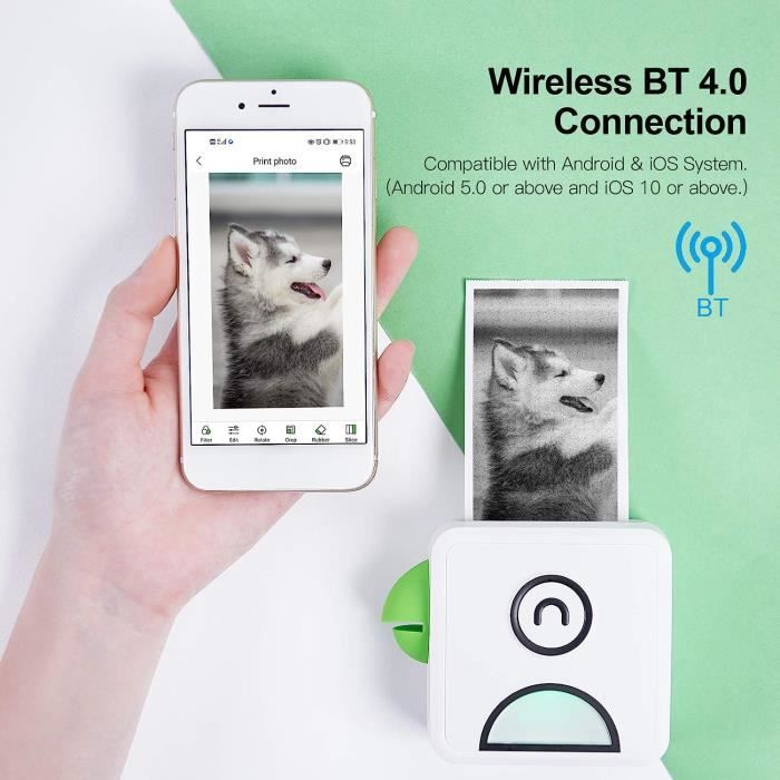 Stampante Termica Portatile Poooli L1, Bluetooth 4.0, 200 DPI, Carta 58mm, Per Foto E Etichette Su Android/iOS