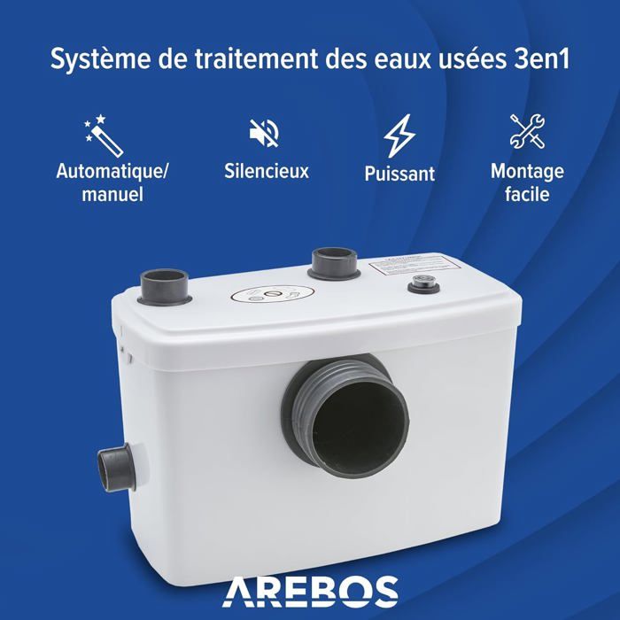 Broyeur Sanitaire 700W - Pompe Eaux Usées WC Douche Lavabo, Évacuation Automatique Silencieuse