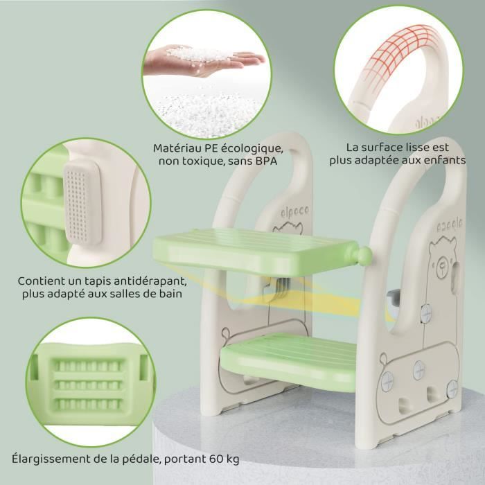 Marchepied Enfant Onasti Pliable 3 Marches - Rehausseur Adjustable Pour Salle De Bain Et Cuisine