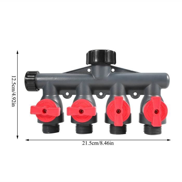 Adaptateur Robinet 4 Voies Avec Valve - Inverseur De Connexion Pour Arrosage