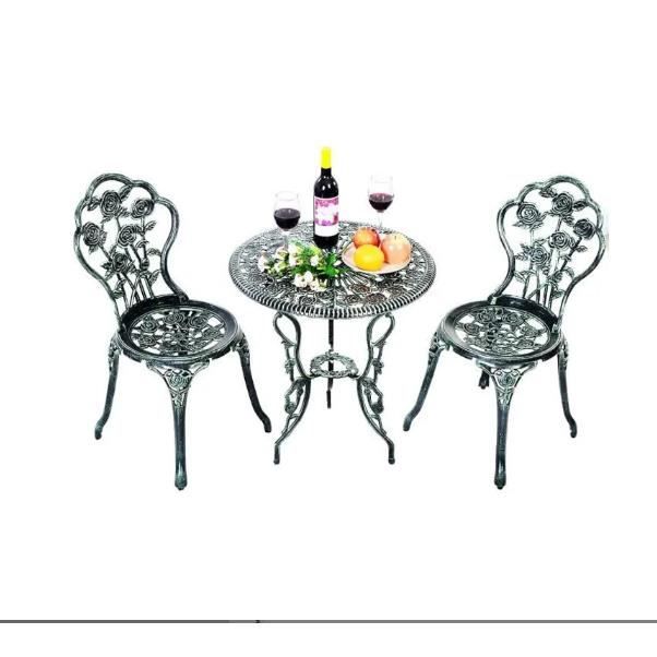 GIANTEX Ensemble Table et 2 Chaises de Jardin en Fonte+Aluminium