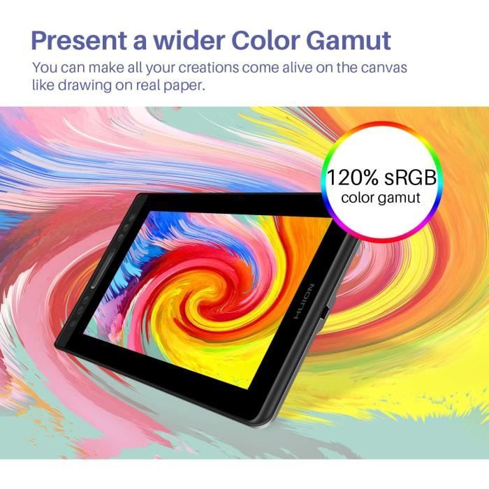 Tablette Graphique HUION KAMVAS Pro 13 - Écran HD 13.3" Pour Dessin Et Télétravail