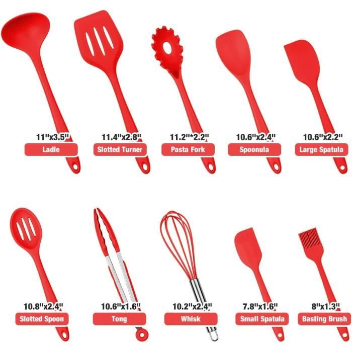 Lot De 9 Ustensiles De Cuisine Silicone Résistant à La Chaleur Joyfair - Spatule, Fouet, Pince Barbecue Blanc