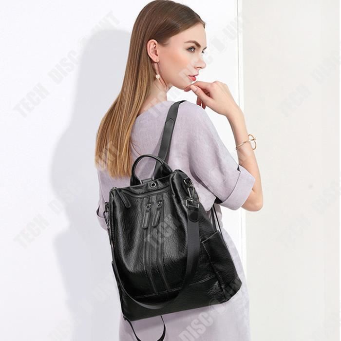 TD Sac dos en cuir pour femme Sac dos antivol