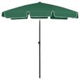 Parasol de plage - Vert - 180x120 cm - Polyester - Résistance UV et intempéries - Inclinable-3