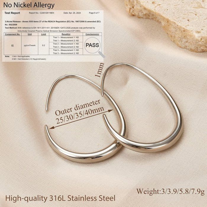 Boucles D'oreilles Créoles Plaqué Or - Acier Inoxydable - 2,5 Cm - Dormeuses - Femme/enfant