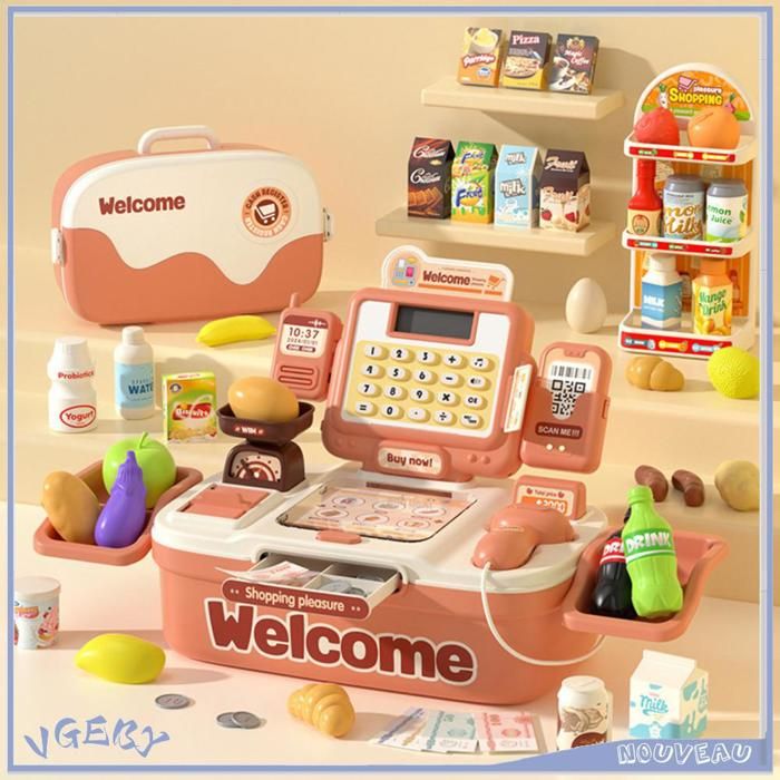 JUQG Jouets Caisse enregistreuse pour Enfants, 77 Accessoires, Cashier Cosplay Jouets avec Vraie Calculatrice Scanner Son et Lumière, Jouet Supermarché Jeu de Rôle pour Garçon Fille de 3+ Ans JUQG Jouets Caisse enregistreuse pour Enfants, 77 Accessoires, Cashier Cosplay Jouets avec Vraie Calculatrice Scanner Son et Lumière, Jouet Supermarché Jeu de Rôle pour Garçon Fille de 3+ Ans