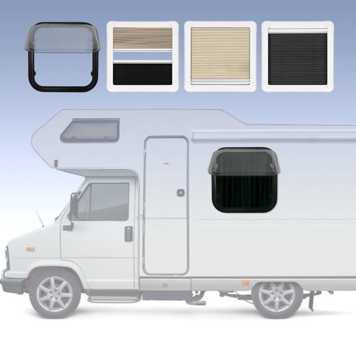ZWJABYY Fenêtre d'aération pour Camping-Car,fenêtre en Verre Acrylique  Double Couche,Angle d'ouverture de 70°,avec Tige de Support,Rideau,Filet de