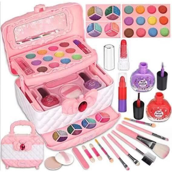 Kit de maquillage lavable pour petite fille, véritable boîte de maquillage  pour enfants, kits de maquillage utiles pour les filles, étui de transport  cosmétique de beauté - AliExpress