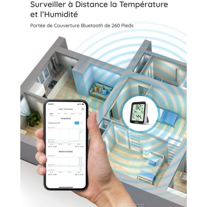 Govee WiFi Thermomètre Intérieur HygromètreSmart Moniteur de Haute  Précision d'Humidité et de Température avec Alerte Notific 279 - Cdiscount  Bricolage