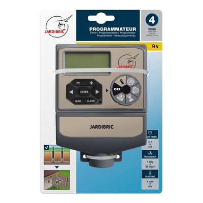Programmateur D'Arrosage Électronique 4 Sorties - Jardibric - Pour Robinet - Arrosage Automatique Jardin