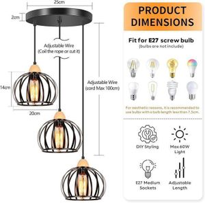 Lustre en métal et verre fumé brillant - 5 globes - Leroy Merlin