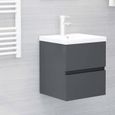 3356806© Design Rétro Scandinave Meuble sous vasque avec lavabo | Meuble sous-lavabo | intégré Gris Aggloméré-0