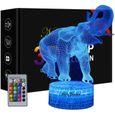 PRESOMA Veilleuse 3D Éléphant pour Enfant Illusion d’Optique 3D 16 Couleurs Changeantes Éclairage d’Anniversaire ou de Noël Cadeaux-0