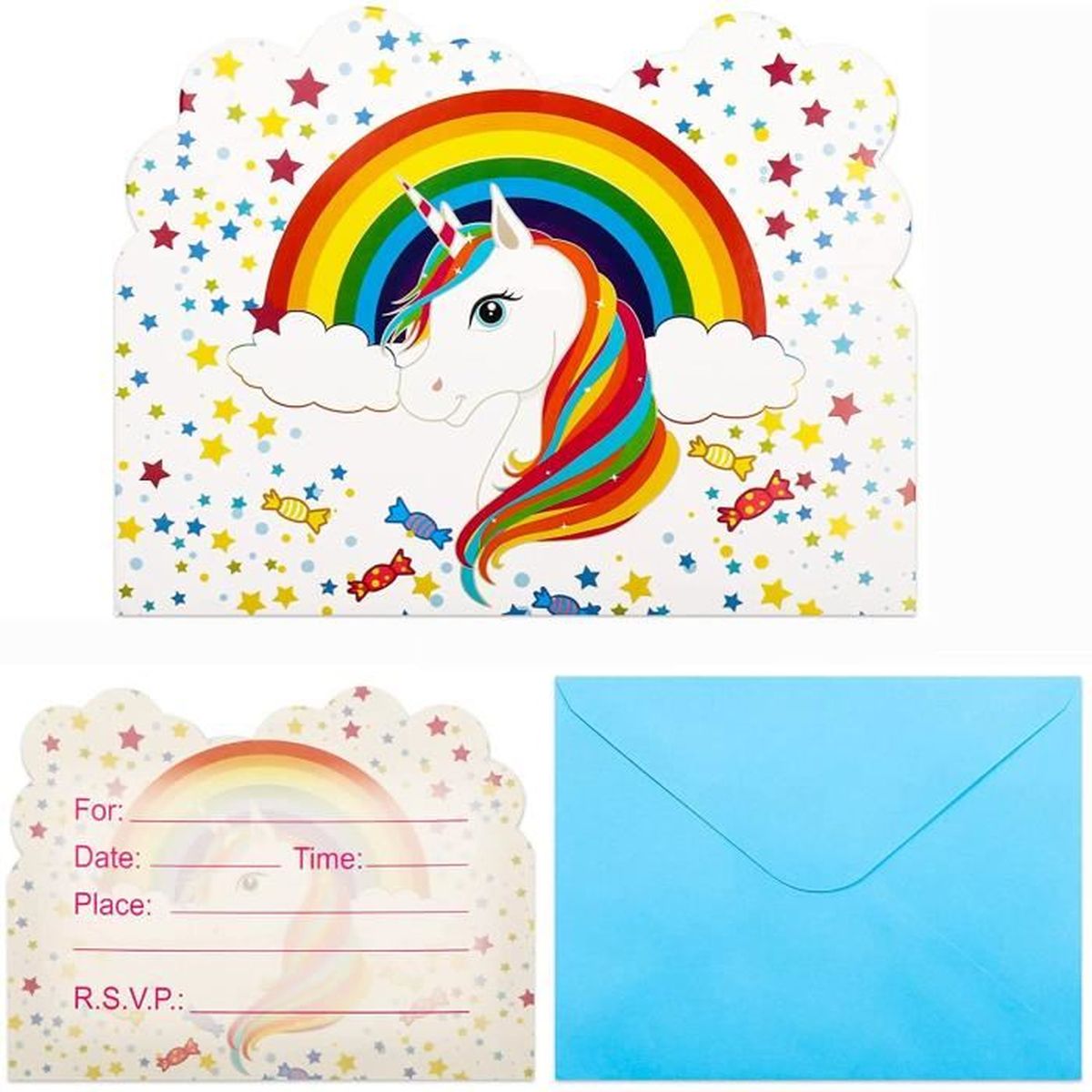 24 Cartes D Invitation Anniversaire Fille Avec 24 Enveloppes Correspondance Anniversaire Enfant Filles Theme Licorne Ideal Enfants Cdiscount Beaux Arts Et Loisirs Creatifs