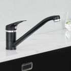 AURALUM MAX Mitigeur de Cuisine Monocommande avec Pivotant à 360°, Robinet de Cuisine en Laiton Noir, Pour Évier contre Fenêtre