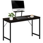 Bureau Gamer LDSZXNE avec Surface en Fibre de Carbone PVC et Etagère Surélevée Réglable - 80x40x75 cm - Noir