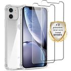EVETANE Coque compatible Iphone 11 antichoc Transparente + 2 vitres