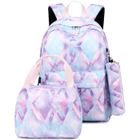 Sac à Dos - FINDPITAYA - Violet - 3 Pcs - Port de Charge USB - Collège - Rayures Colorées