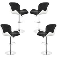 Chaises de Bar - Marque - Blanc Noir en Cuir Pu - Style Moderne - Siège Pivotant à 360 Degrés