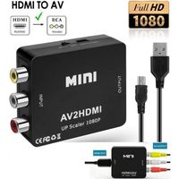 Mini adaptateur RCA vers Hdmi  AV/CVSB L/R HD 1080p VG A2HDMI+Cable