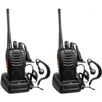 2 Pcs Baofeng BF-888S Talkie-walkie Rechargeable UHF 16 Canaux 400-470MHz 2 Way Radio Portée 3-5 km (Casque ajouté)