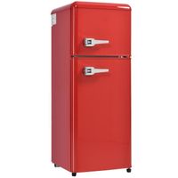 Réfrigérateur Combiné 92L, Réfrigérateur -27°C ~13°C avec 2 Porte-Classe F-41x105,5cm-Rouge
