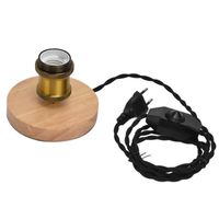 Sonew Socle De Lampe Douille de lampe en bois vintage avec bouton de gradation pour ampoule E27/E26 luminaire de chambre à coucher