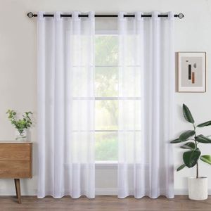 Blanc H x l CKNY Lot de 2 rideaux Sheer unis en voile avec passants pour balcon 145 cm x 140 cm 