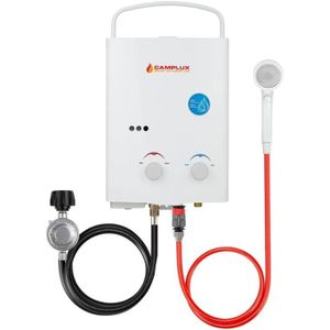 CHAUFFE-EAU Camplux AY132 Chauffe-eau à Gaz à 5 Litres Portatif, Instantané Extérieur Chauffe Bain à Gaz, Propane ou Butane, 10kW.[Q25]