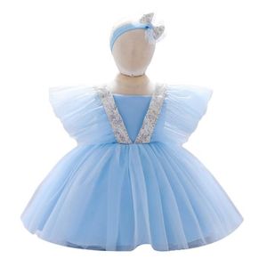 ROBE Robe Fille Enfants nouvelles bouffantes mignon Fête d'anniversaire Princesse Performance - Bleu HBSTORE
