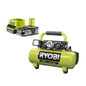 COMPRESSEUR Pack RYOBI Compresseur à cuve 18V One Plus - 4L R18AC-0 - 1 Batterie 2.5Ah - 1 Chargeur rapide RC18120-125