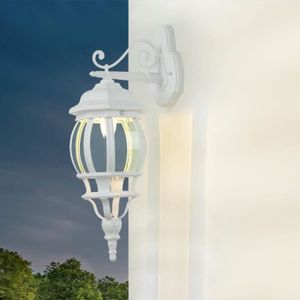 APPLIQUE EXTÉRIEURE Applique d'extérieur Brest au design rustique blanc en forme de lanterne style campagnard 1xE27 étanche IP23 Lampe mutale pour j304