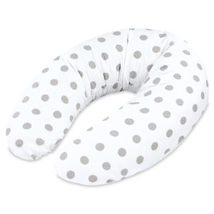 COUSSIN ALLAITEMENT Oreiller pour dormeur latéral 165 x 70 cm confort - Coton oreiller de couchage avec housse Oreiller pour le corps Pois sur blanc